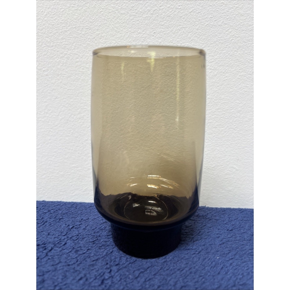 Vintage‎ Libbey Smokey Tawny Brown Flat Base Glass Tumbler 5.5" Tall